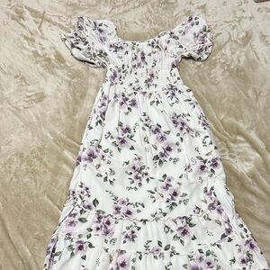 Floral White and Purple Dress